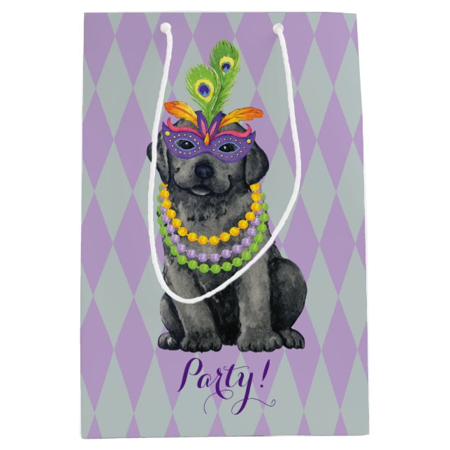 Mardi Gras Black Lab Mittlere Geschenktüte (Vorderseite)