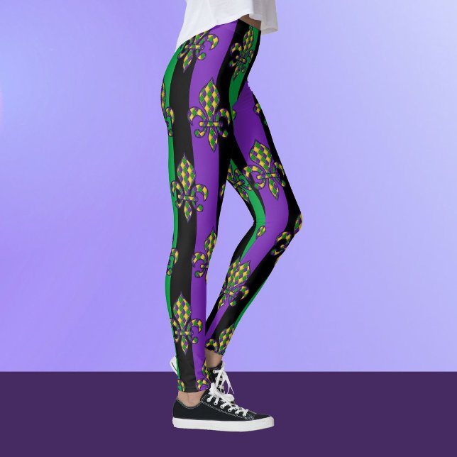 Mardi Gras Black Lila Green Lilie Leggings (Von Creator hochgeladen)