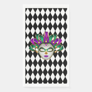 Mardi Gras Black & White Diamond Serviette