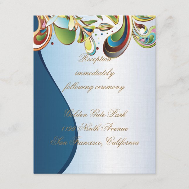 Mardi Gras Blue Wedding Reception Insert Card (Vorderseite)