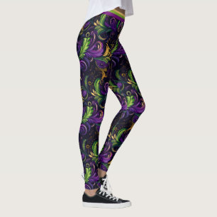 Mardi Gras Blumenmuster Leggings