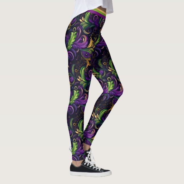 Mardi Gras Blumenmuster Leggings (Rechts)