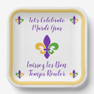 Mardi Gras Bon Temp Grün Gold Lila Fleur de Lis Pappteller
