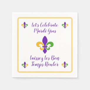 Mardi Gras Bon Temp Grün Gold Lila Fleur de Lis Serviette