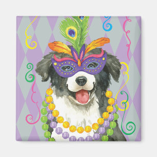 Mardi Gras Border Collie Magnet