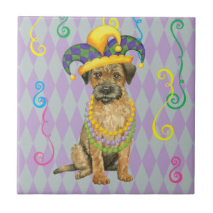 Mardi Gras Border Terrier Fliese