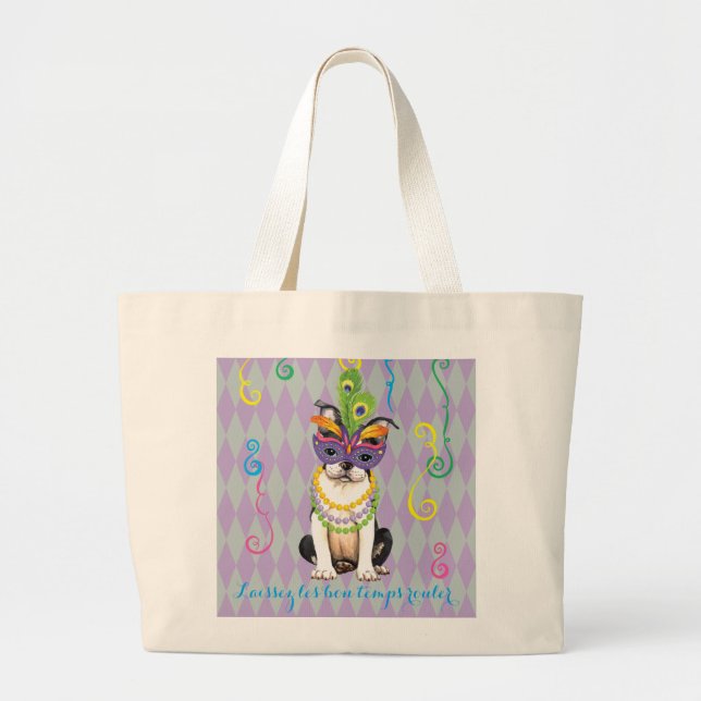 Mardi Gras Boston Terrier Jumbo Stoffbeutel (Vorne)