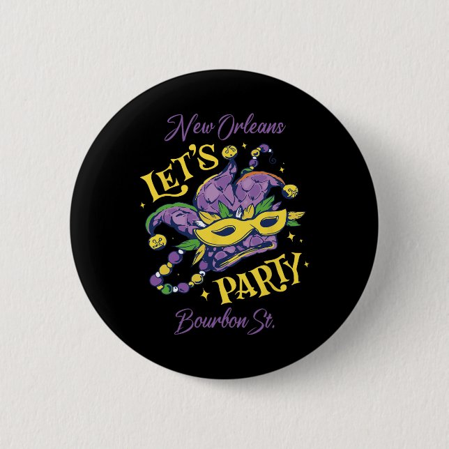 Mardi Gras Bourbon Street New Orleans Souvenir Lou Button (Vorderseite)