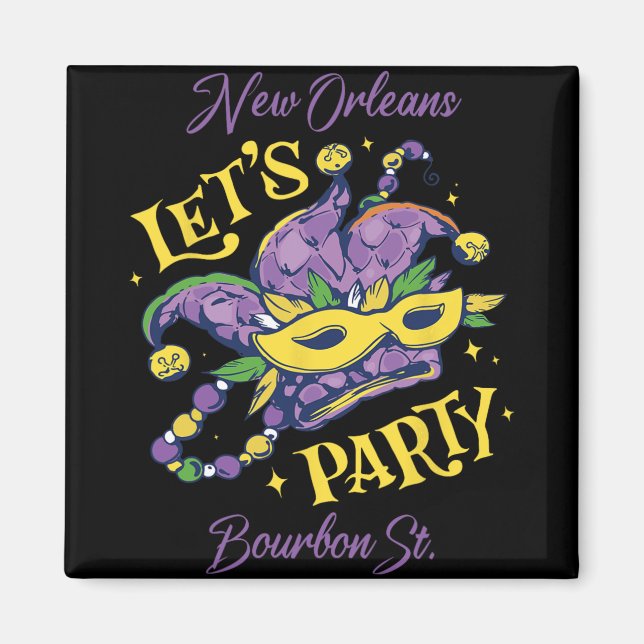 Mardi Gras Bourbon Street New Orleans Souvenir Lou Magnet (Vorne)