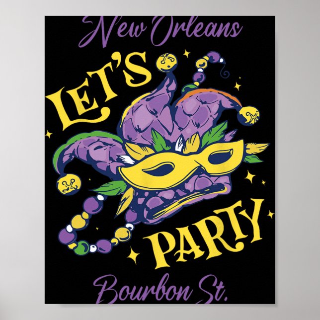 Mardi Gras Bourbon Street New Orleans Souvenir Lou Poster (Vorne)