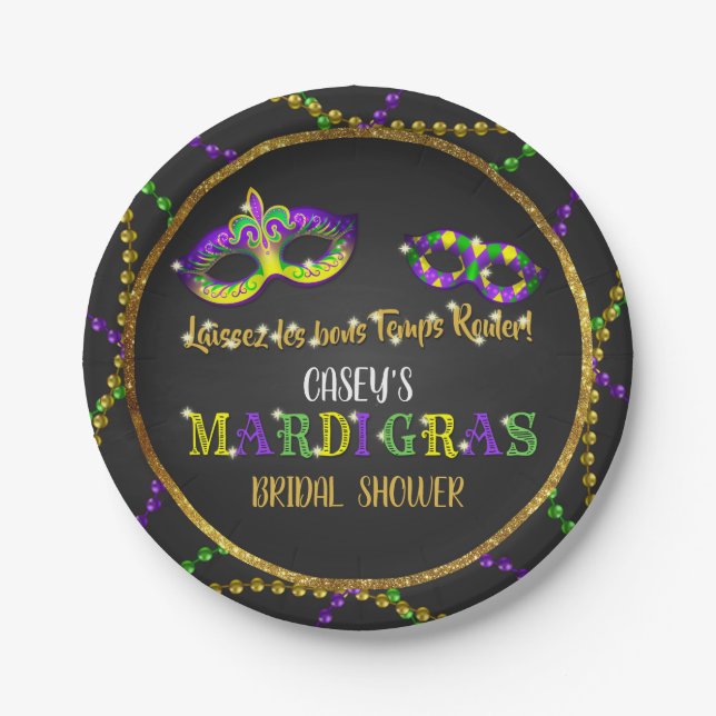 Mardi Gras Brautparty Pappteller (Vorderseite)