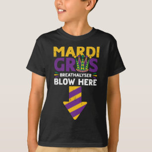 Mardi Gras Breathalyzer Blow Here Funny Adult Mard T-Shirt