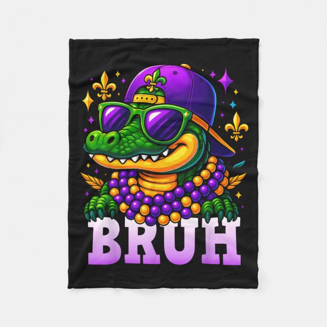 Mardi Gras Bruh Mardigator Alligator Costume Teens Fleecedecke (Vorderseite)