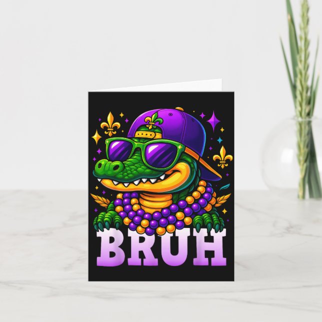 Mardi Gras Bruh Mardigator Alligator Costume Teens Karte (Vorderseite)