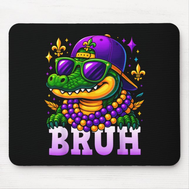 Mardi Gras Bruh Mardigator Alligator Costume Teens Mousepad (Vorne)