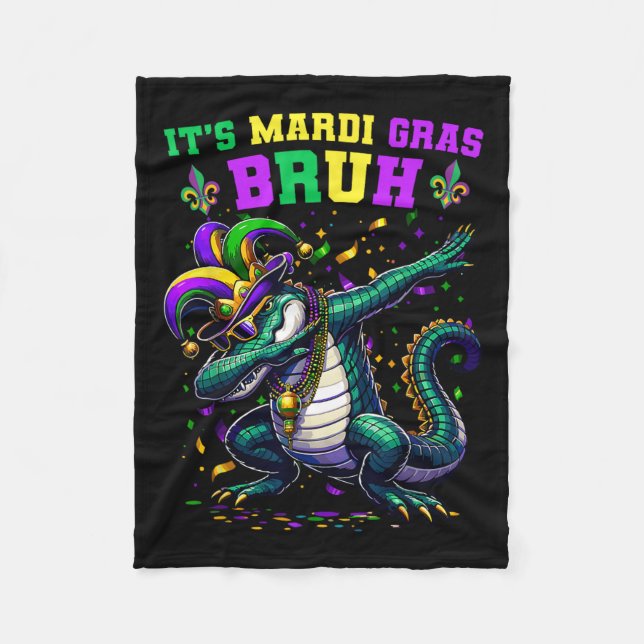 Mardi Gras Bruh Marigator Alligator Mardi Gra Fleecedecke (Vorderseite)