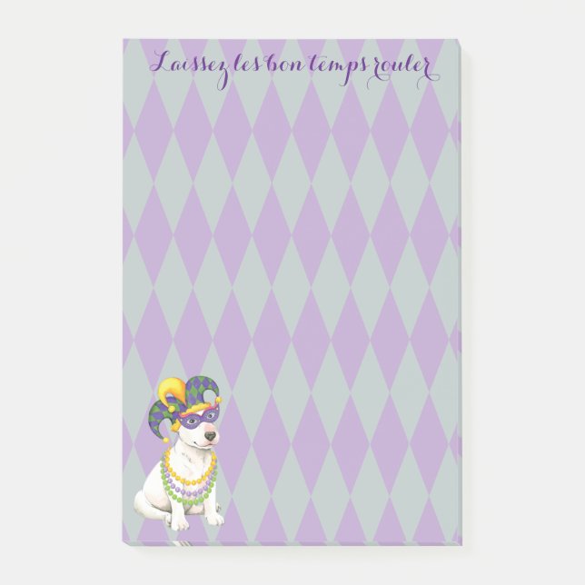 Mardi Gras Bull Terrier Post-it Klebezettel (Vorderseite)