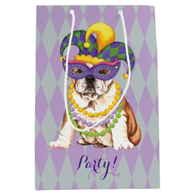 Mardi Gras Bulldog Mittlere Geschenktüte (Vorderseite)