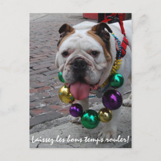 Mardi Gras Bulldog Postkarte