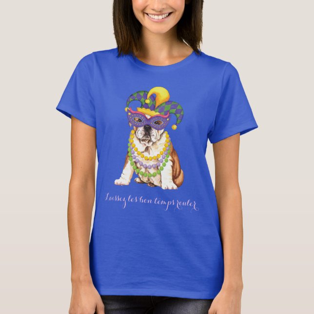Mardi Gras Bulldog T-Shirt (Vorderseite)