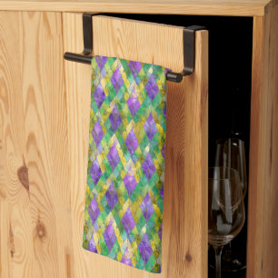 Mardi Gras Buntglas-Harlekin-Druck Geschirrtuch