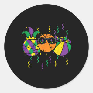 Mardi Gras Bysketbyll Fun Sports Boys Kinder Klein Runder Aufkleber