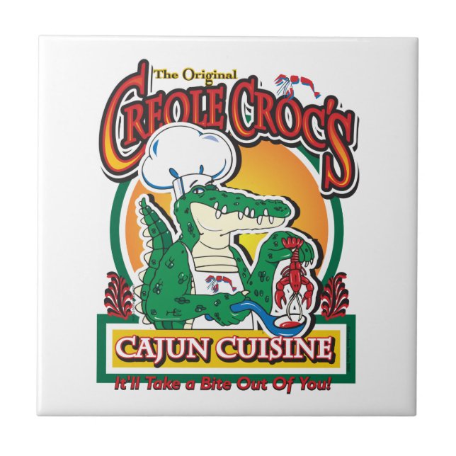 Mardi Gras Cajun Crocodile Fliese (Vorderseite)