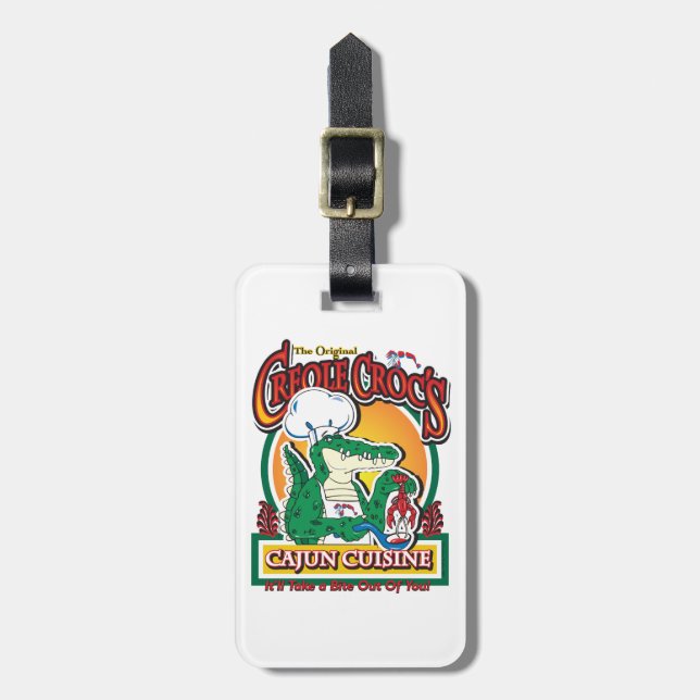 Mardi Gras Cajun Crocodile Gepäckanhänger (Vorderseite vertikal)