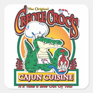 Mardi Gras Cajun Crocodile Quadratischer Aufkleber