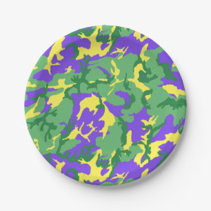 Mardi Gras Camouflage Camouflage Muster Pappteller