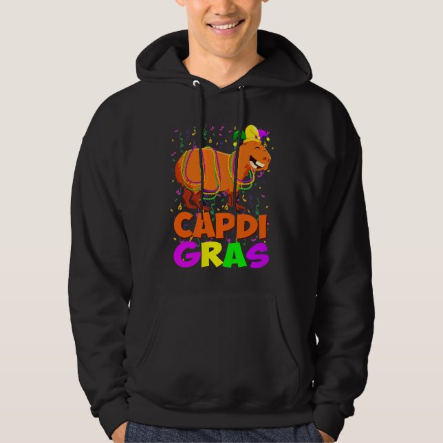 Mardi Gras Capybara Beads  outfit Carnival Parade Hoodie (Vorderseite)