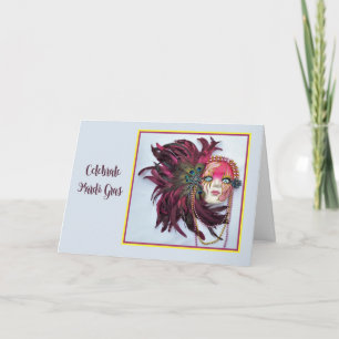 Mardi Gras Card mit schöner Maske Feiertagskarte