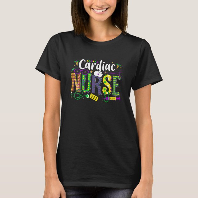Mardi Gras Cardiac Nurse celebrations parade party T-Shirt (Vorderseite)