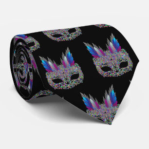 Mardi Gras Carnival Feather Mask NeckTie 2 Krawatte