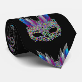 Mardi Gras Carnival Feather Mask NeckTie Krawatte