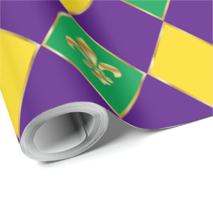 Mardi Gras Carnival Geometrische Rhombus-Lilie Geschenkpapier