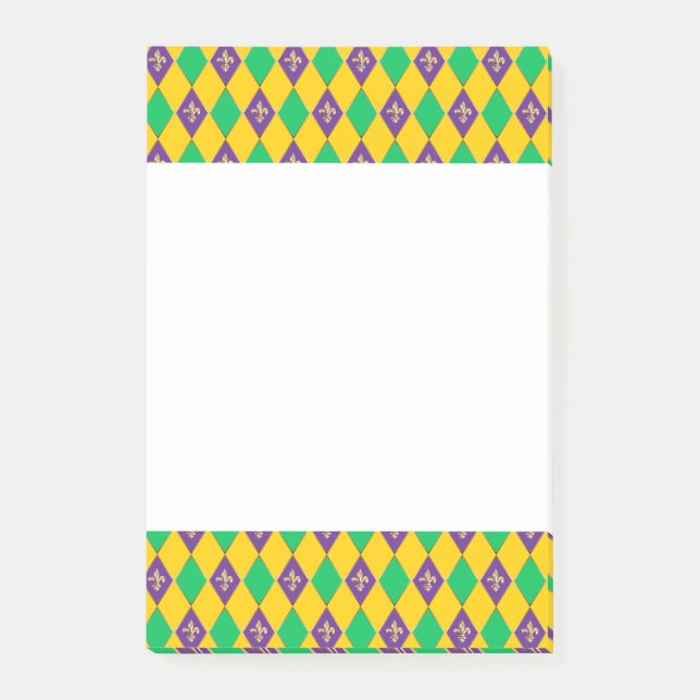 Mardi Gras Carnival Harlequin Lilie Post-it Klebezettel (Vorderseite)