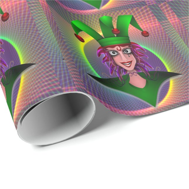 Mardi Gras Carnival Jester Geschenkpapier (Rolleneckpunkt)