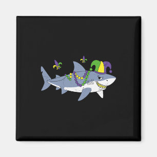 Mardi Gras Carnival Jester Shark Animal Lover Funn Magnet