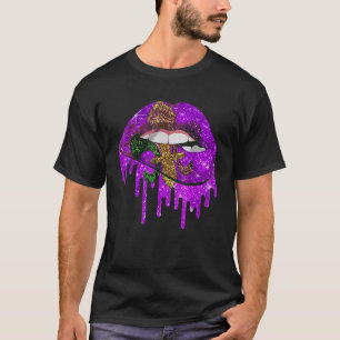 Mardi Gras Carnival Kostüm Lila & Gold Fleur De T-Shirt