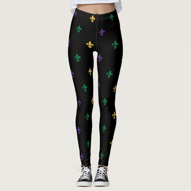 Mardi Gras Carnival Lilie Diamond Harlequin Leggings (Vorderseite)