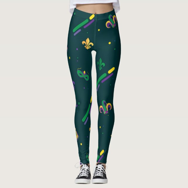 Mardi Gras Carnival Lilie Diamond Harlequin Leggings (Vorderseite)