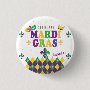 Mardi Gras Carnival Party Lilie Muster Button