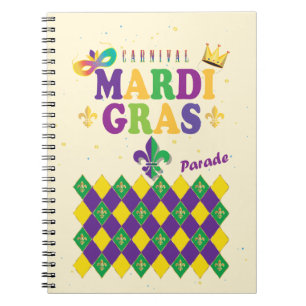 Mardi Gras Carnival Party Lilie Pattern Notizblock