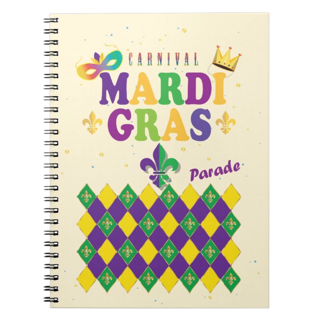 Mardi Gras Carnival Party Lilie Pattern Notizblock (Vorderseite)