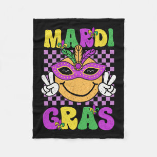Mardi Gras Carnival Smile Face Maskenfeathers Boys Fleecedecke