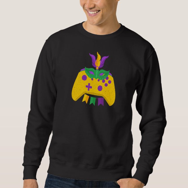 Mardi Gras Carnival Video Game Controller Cajun Fe Sweatshirt (Vorderseite)