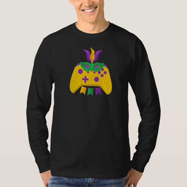 Mardi Gras Carnival Video Game Controller Cajun Fe T-Shirt (Vorderseite)