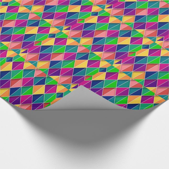 Mardi Gras Carnival Yellow Purple Green Diamonds Geschenkpapier (Ecke)
