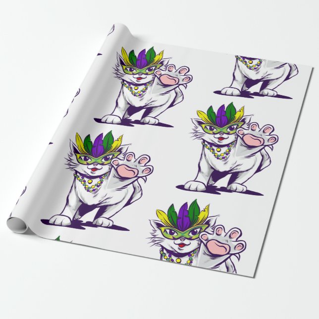 mardi gras cat funny kitten geschenkpapier (Ungerollt)